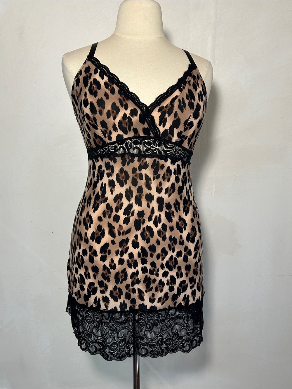 Marilyn Monroe Leopard Print Slip Dress Lingerie Black Lace Nighty 2X